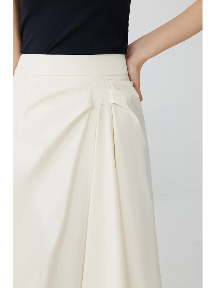 ZIQIAO Simple Design Irregular Pleated skirt for Women 2024 Summer Niche Style Commuter A-length Mid-length Skirt for Female