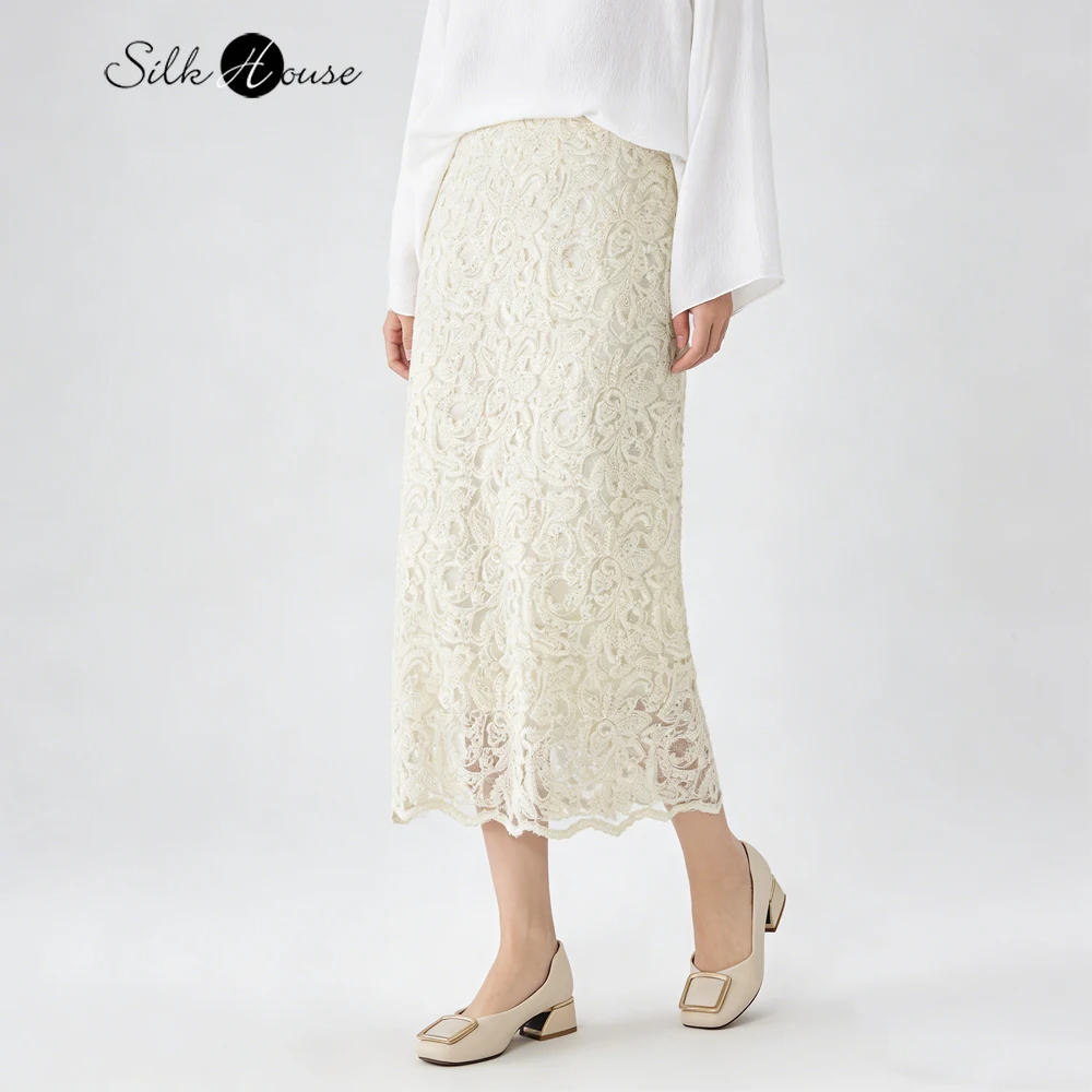 

Женское модное платье с вышивкой пайетками в стиле Heavy Industry, 50% натуральный шелк тутового шелкопряда, боковая молния, облегающее бедра, трехслойная юбка