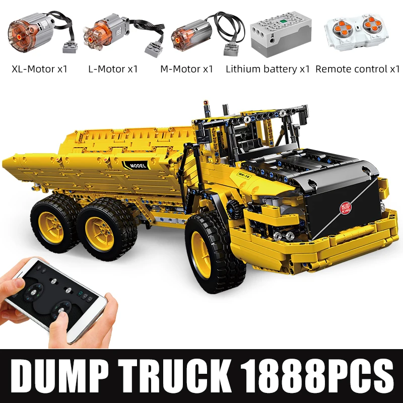 Mould King 17010 Technische Auto Speelgoed De APP&RC Gemotoriseerde MOC-8002 RC Kipper Model Bouwstenen Kinder Kerstcadeaus