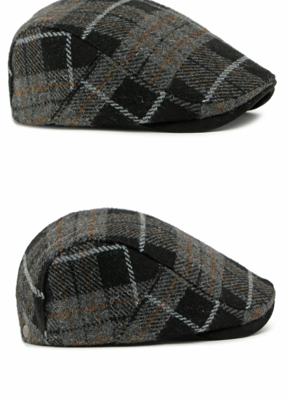 HT4903 Baskenmütze Kappe Neue Herbst Winter Wolle Baskenmütze Hut Frauen Plaid Künstler Maler Hut Männlich Weiblich Ivy Flache Kappe Einstellbar Herren Berets – Detail 9