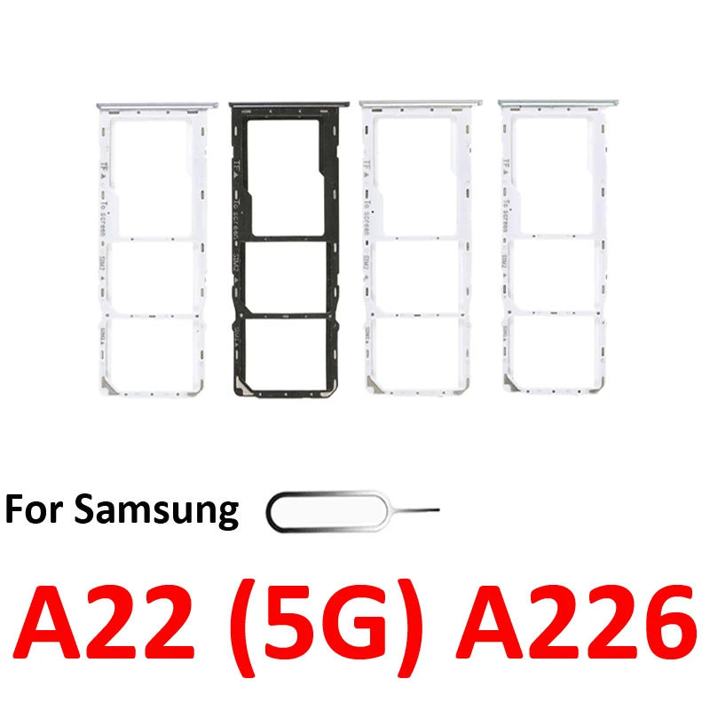 For Samsung Galaxy A22 5G A226 A226B Phone SIM Tray Micro SD Chip Card Slot Drawer Holder Pocket Single Dual Parts Black