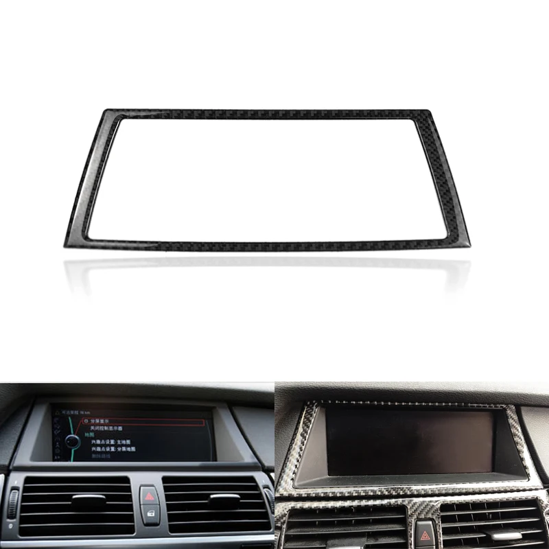 

For BMW X5 E70 X6 E71 2008 2009 2010 2011 2012 2013 Carbon Fiber Center Control Navigation Panel Cover Protective Trim