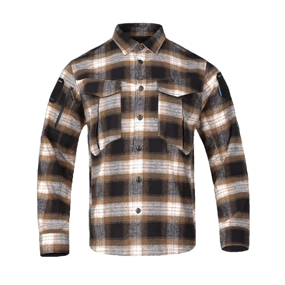 Emersongear niebieska etykieta „Longicorn” koszule flanelowe taktyczne ergonomiczne t-shirty miejskie topy dojazdowe Camping piesze wycieczki polowanie EMB9706 — zdjęcie 5