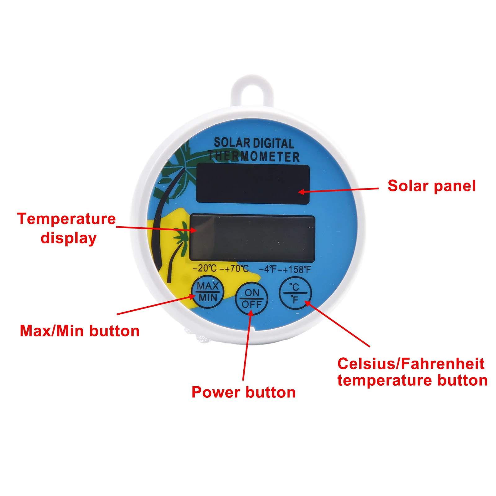 

As Picture Digital Pool Thermometer Accurate Temperature Reading For Pools Temperature Instrument Convenient Drawstring Design