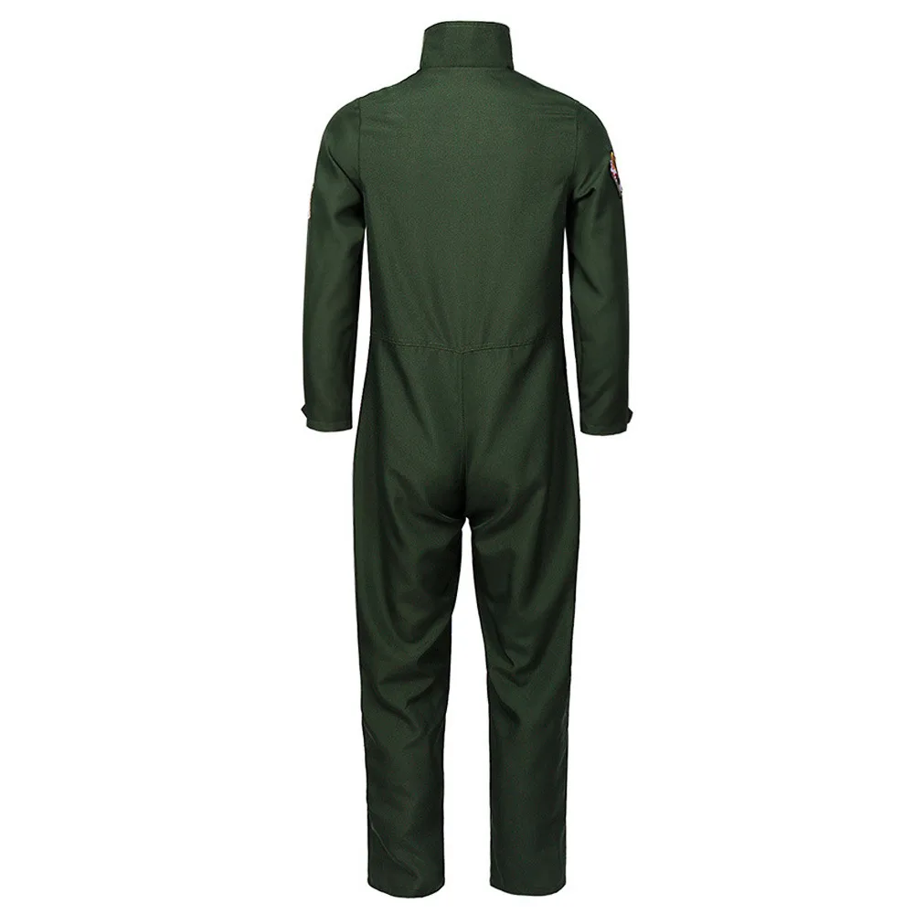 Maverick Costume Halloween Military Jumpsuit Uniform Men Boys Camouflage Pilot Outfit Aviator Army Police Catsuit For Adult Kids