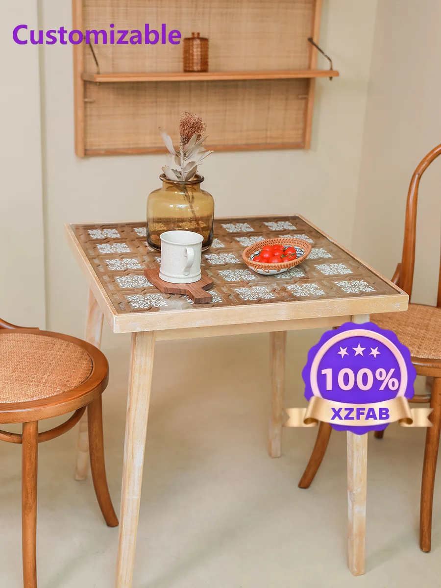 Factory Direct 2026 Japanese-style solid wood square coffee table B & B retro begonia carving small table Japanese-style simple