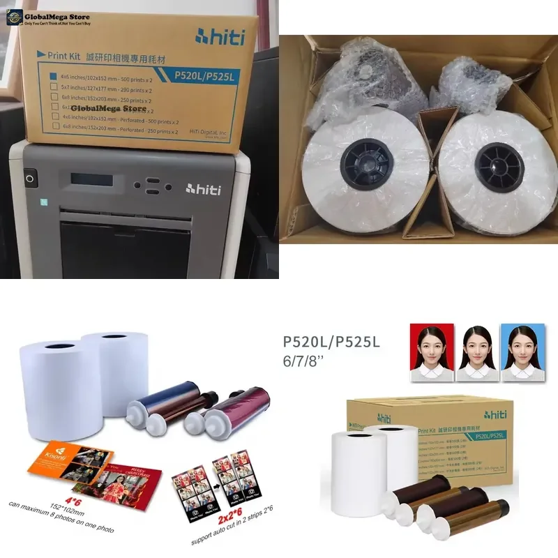 Hot Sale HiTi P520L & P525L Series 4x6 Ribbon & Photo Paper Media Set New Condition Compatible with HiTi Photo Printer P525L