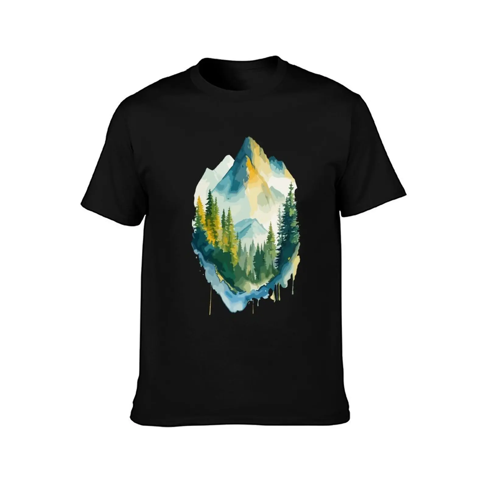 Mountainscapes in Watercolor T-Shirt kawaii clothes graphic t shirts customs design your own for a boy cotton t shirt men