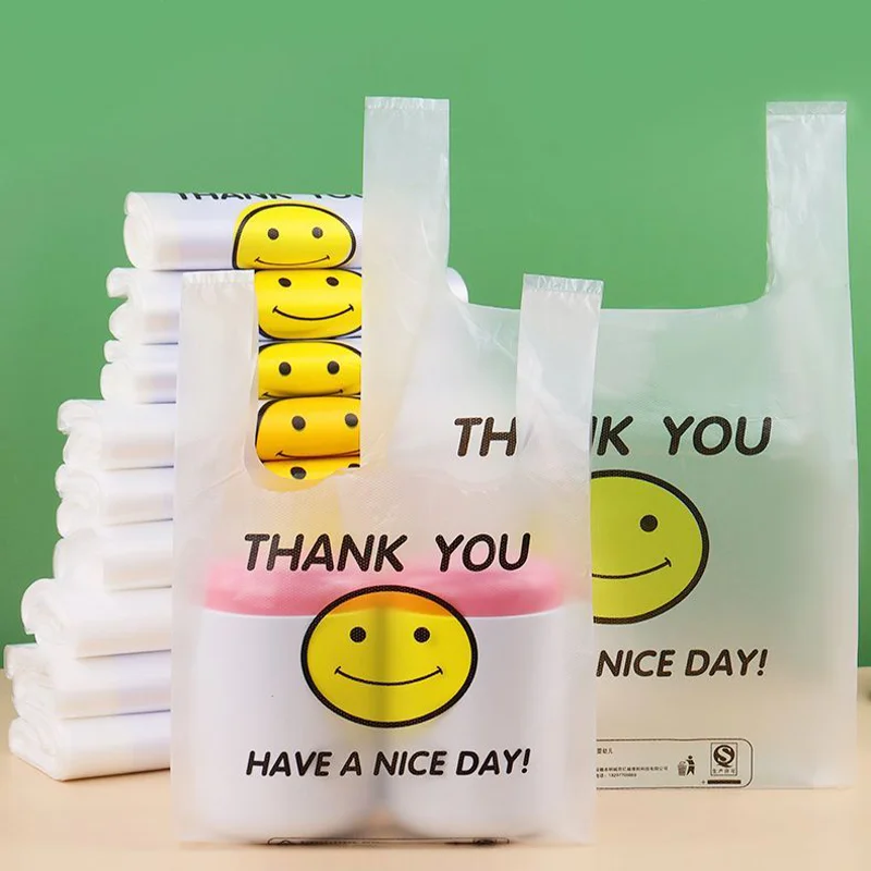 

plastic bags Food Eco-Friendly Storage Bags with Handle supermarket Grocery Shopping Bag Kitchen Storage Basket