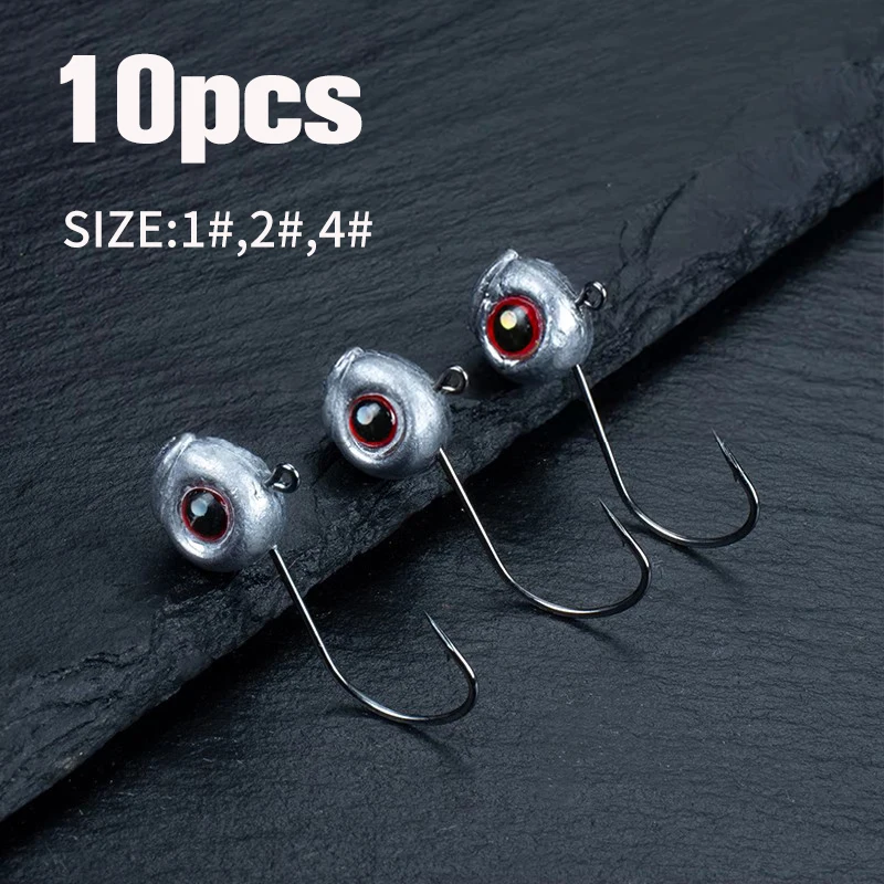 10Pcs Jig Head Fishing Hooks 2.5g 3g 5g 3D Big Eyes Jigging Bait Hook Fish Head Fishhook Ice Fishing Hayabusa Hook 지그헤드