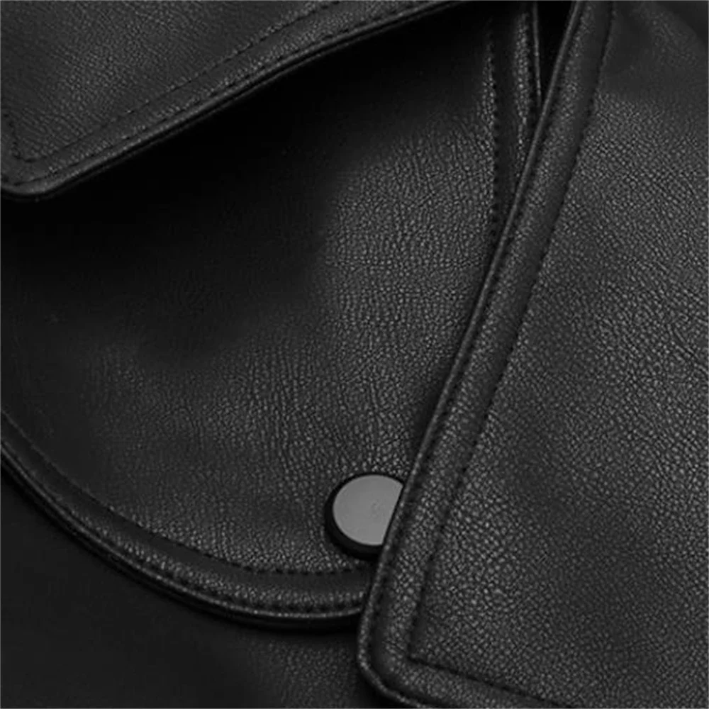 Giacca da motociclista in ecopelle da donna Cappotto bianco rosso Colletto couverture Giacche da moto in PU Capispalla streetwear allentato Primavera Novità