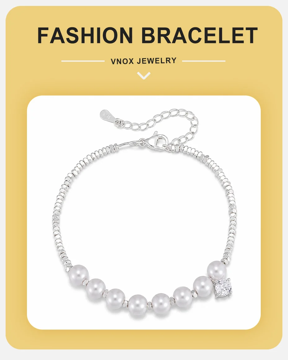 Vnox Exquisites Handgefertigtes Imitationsperlen-Armband für Damen, Trendiges Abgestuftes Perlenarmband, Elegante Handkette Schmuck – Detail 1