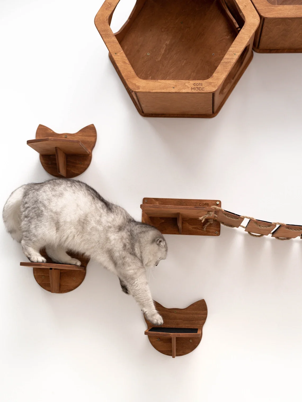 Estante de escalada colgante de pared para gatos, plataforma de salto para gatos, muebles para tienda de mascotas, escalera de escalada de pared, estante de madera para interiores