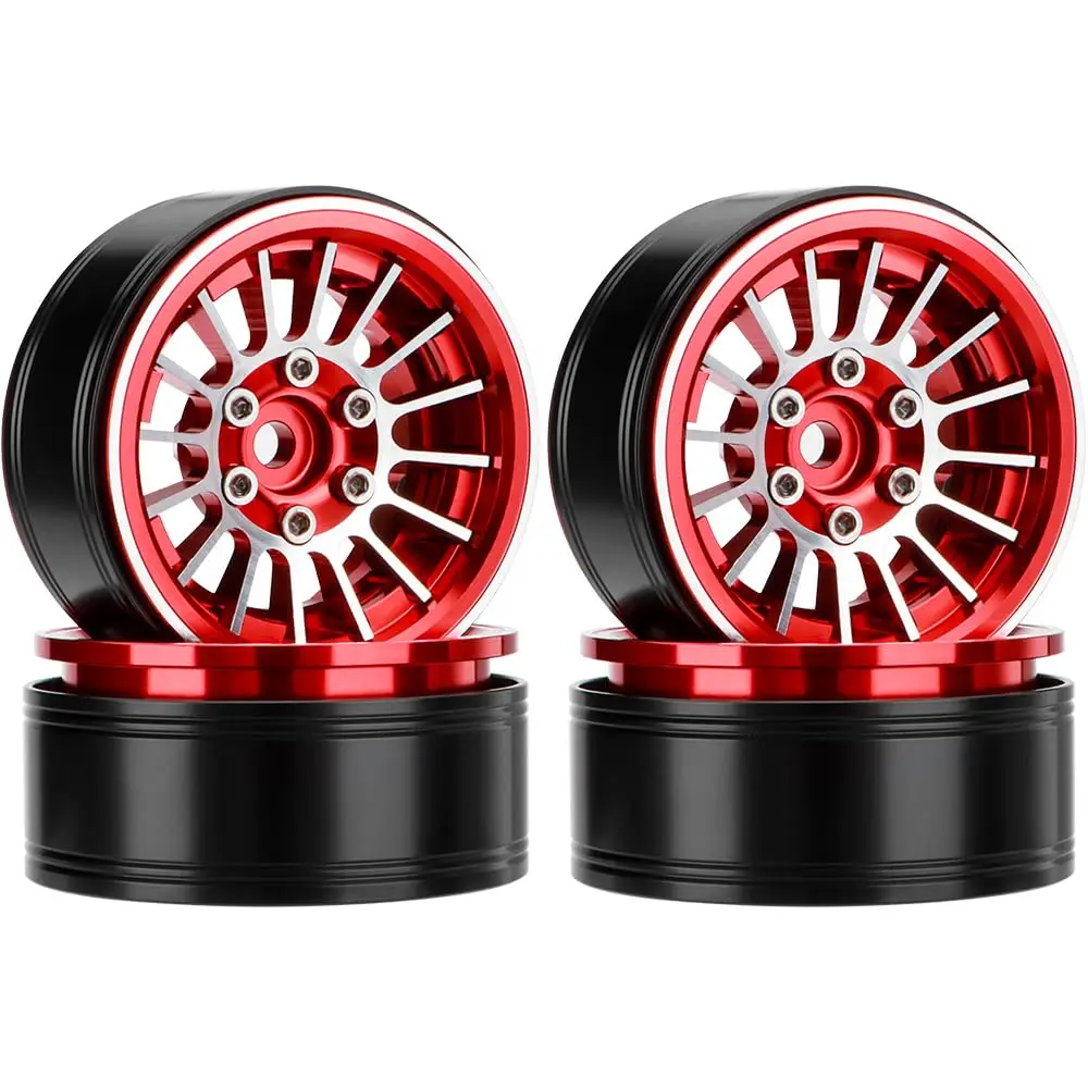 

1.9inch Beadlock Wheels Metal 16-Spoke Wheel Rim Hub for 1/10 Axial SCX10 TRX4 TRX6 Redcat GEN7 GEN8 RC4WD D90 VS4-10 RC Crawler