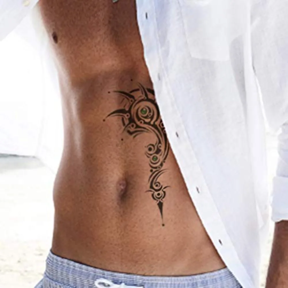 8 أوراق وشم مؤقت أسود رائع وشم مؤقت للرجال ملصقات فنية رائعة للجسم وشم مزيف واقعي