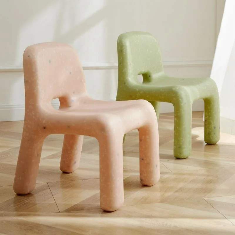 

Nordic Chairs Simple Home Backrest Chairs Bench Stool Cute Ottomans Furniture Stools Bench PE Plastic Material Living Room Ins