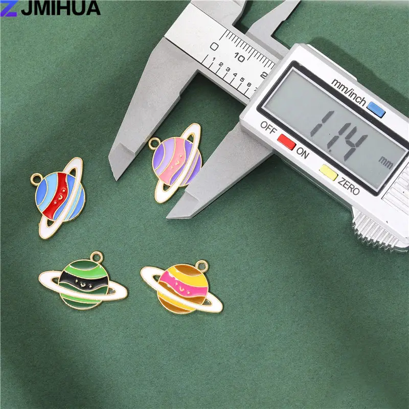 15pcs Rainbow Earth Saturn Charms Pendant Planets Enamel Charm For Earrings Necklaces Bracelets DIY Jewelry Making Accessories