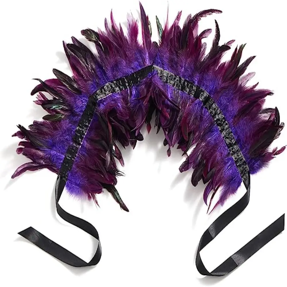 Party Schal Feder Fake Kragen Schal mit Band Krawatten Gothic Stil Halloween Feder Schal Feder Achselzucken für Frauen und Männer