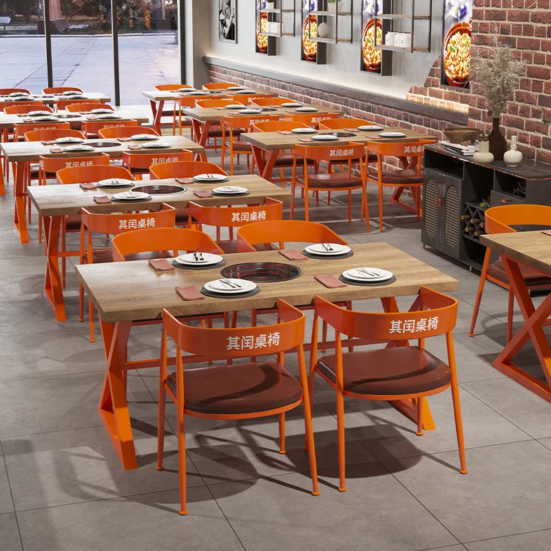 

Industrial style bar Table and chair combination Cafe Milk tea shop Hamburg barbecue bar Dining table Commercial catering Hot