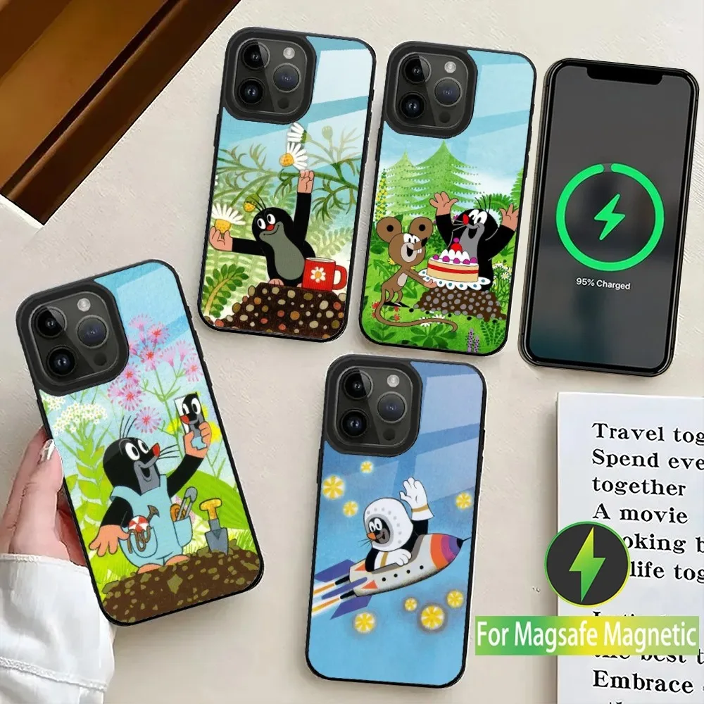 Cartoon Little M-Mole Phone Case For iPhone 16,15,14,13,12,11,Plus,Pro,Max Mini Magsafe Magnetic Wireless Charging