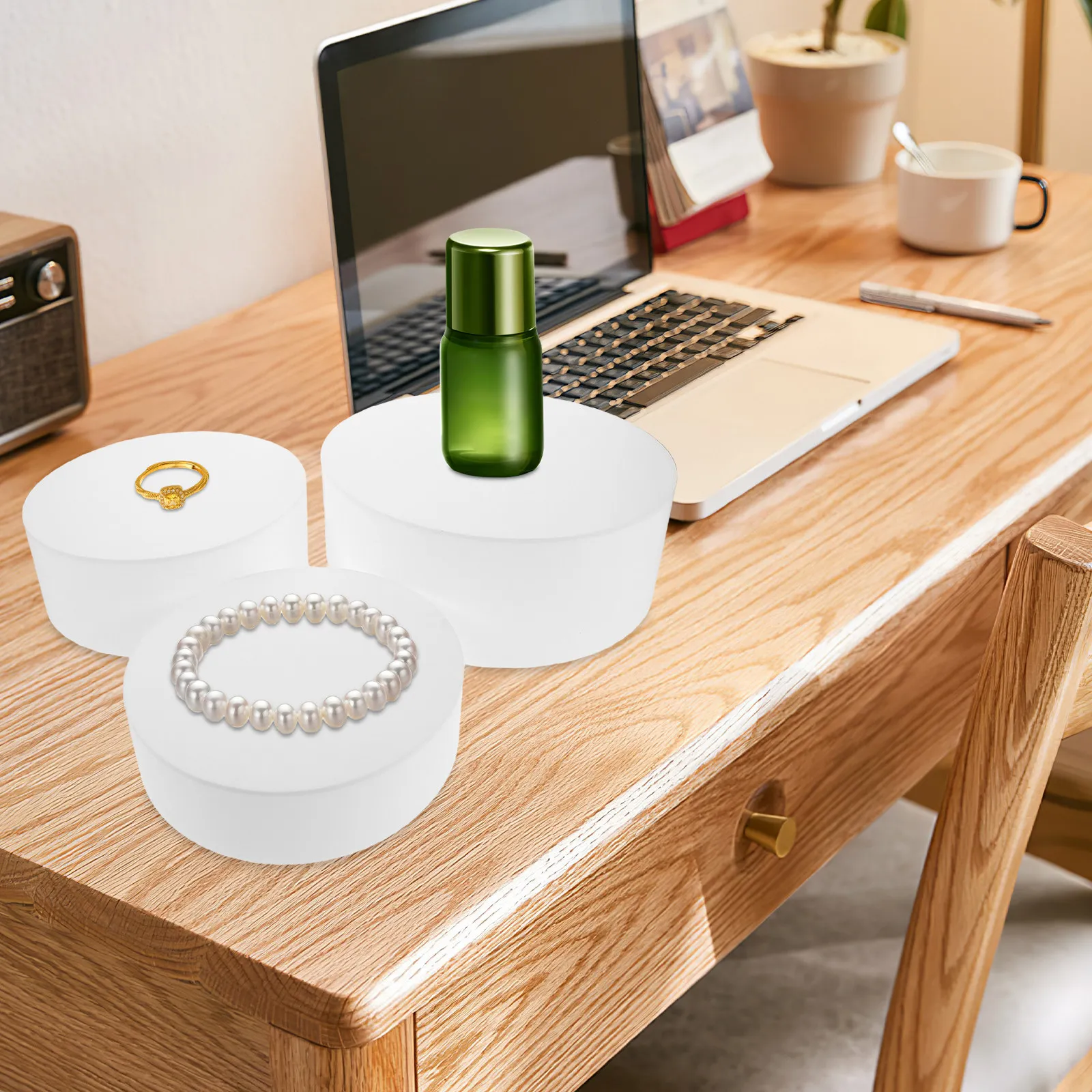 

3Pcs Acrylic Round Pedestal Display Risers Stable Cylinder Stand for Cake Dessert Buffet Jewelry Collection