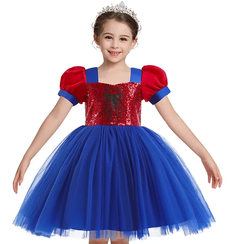 RT01 Anime Kinder Mädchen Pailletten Tutu Prinzessin Kleid Mantel Anzug Spinne Cosplay Kostüm Halloween Geburtstag Karneval Party Di * JK2