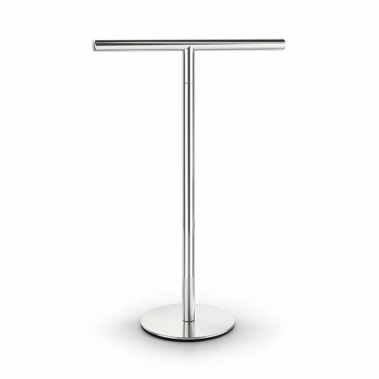 Horizontal Bar Stand Display Stand Freestanding Tabletop Rack with Round Base Stainless Steel Tee-Shaped Stand for Washroom