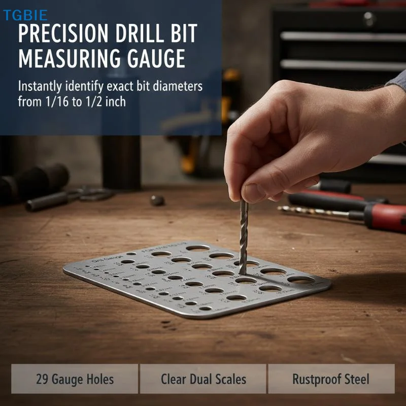 [TL]Stainless Steel 29 Hole Drill Gauge High Contrast Markings Durable Quick Precise Measuring 1/16 To 1/2 Inch Bits