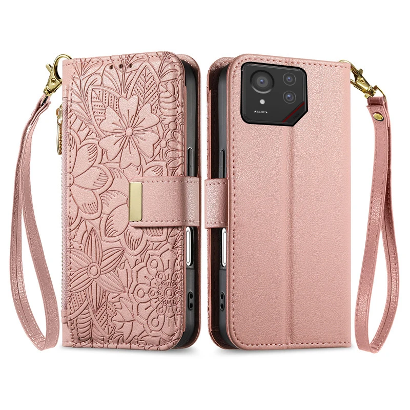 

embossing PU leather Cover For Asus ROG Phone 6 8 9 Pro FE 7 6D Ultimate shockproof multi-functional card Slot Wallet phone Case
