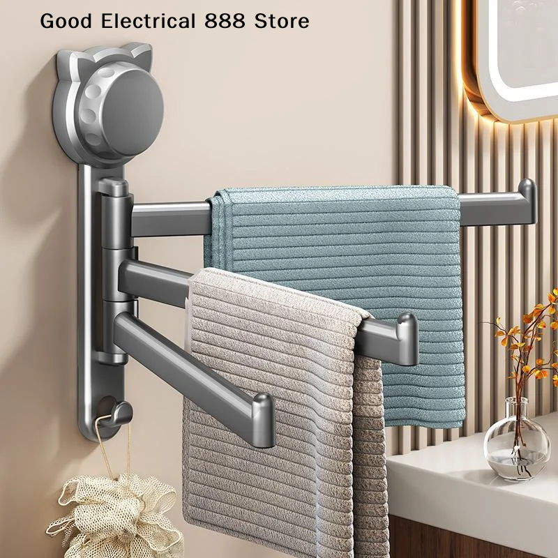 Rotating Towel Rack With Vacuum Suction And Adhesive Made Of PP Material Requires No Drilling Securely Attaches Rotates Flexibly