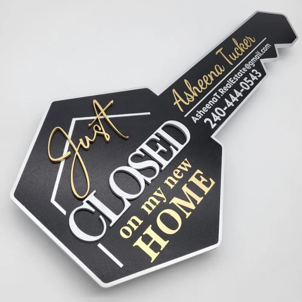 Just Closed on My New Home Key Sold Sign 3D Closing Photo Prop Key Shape for Realtors Realtor Gift Closing Sign Sold Sign