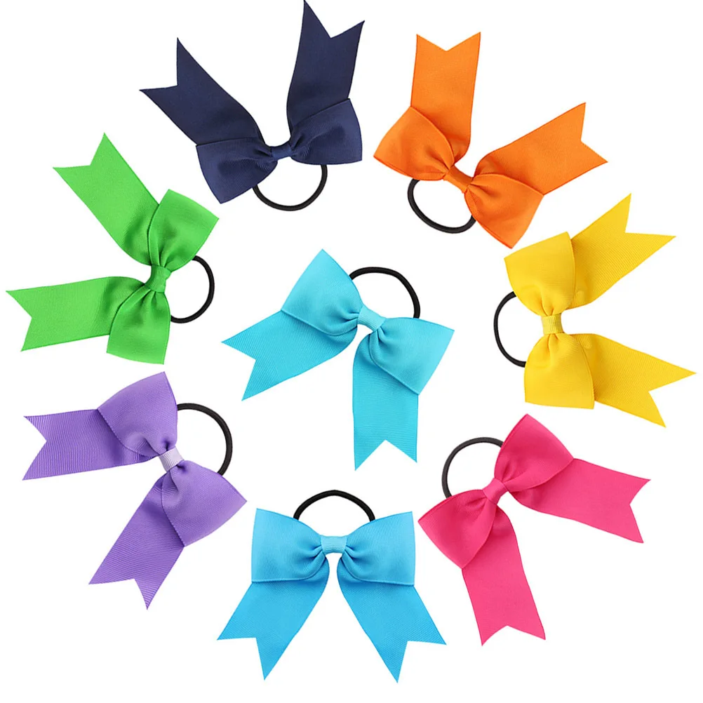 

8Pcs Bowknot Fabric Hair Ties Solid Color Kids Hair Bands Party Daily Wear Children Accessories Bowknot Shape Headdress