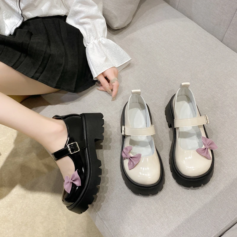 Spring and Autumn Casual Fashion Round Toe Square Heel Solid Color Sexy Elegant Buckle Bow Comfortable Women\'s Shoes