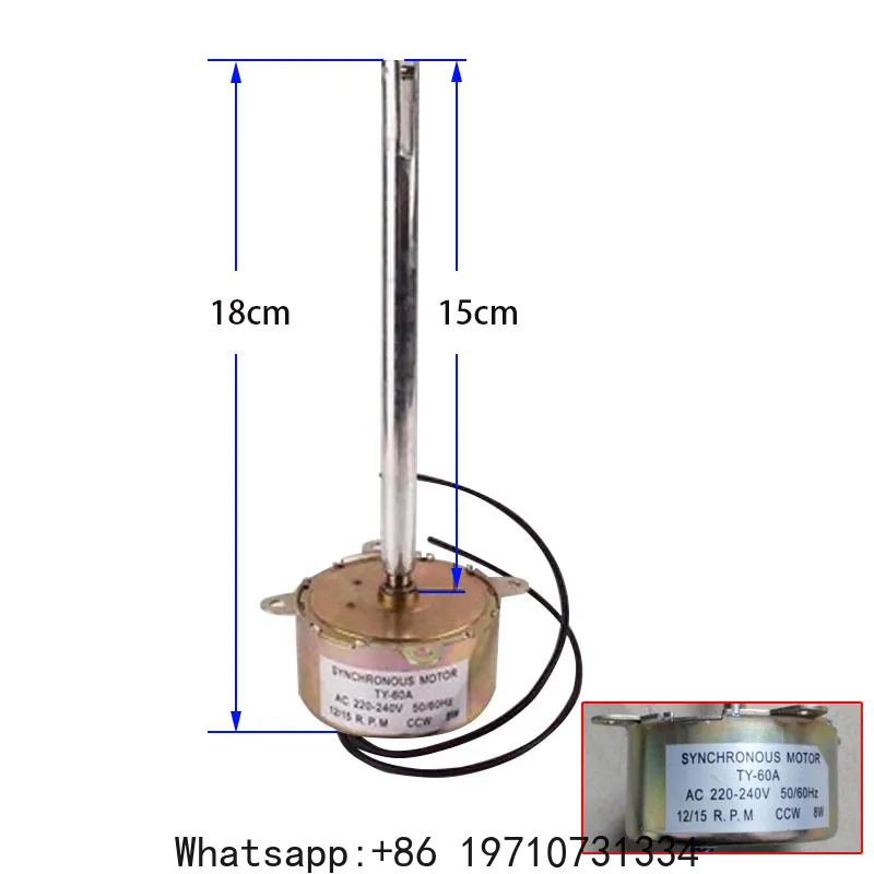

Popcorn Machine Motor AC220-240V 50/60HZ TY-60A Shaft Length 15cm 12/15rpm CCW 8w Synchronous Motor Popcorn maker part