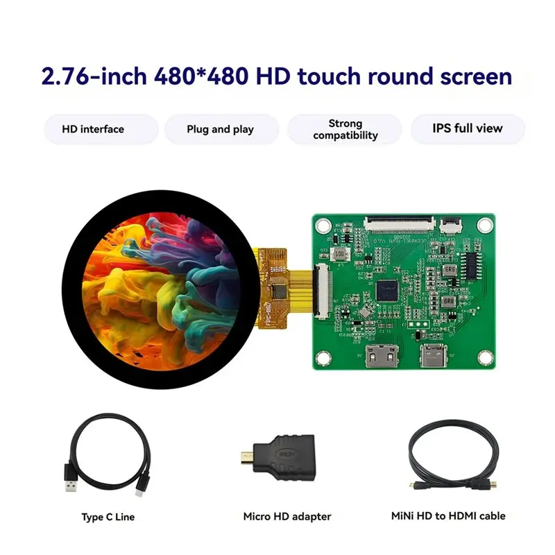 B29C-For Raspberry Pi 5/4B Compatible MIPI DSI TFT LCD Round Display HDMI Driver Board Circular Screen Module