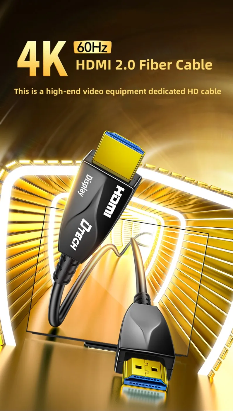 

Волоконный кабель HDMI длиной 10 м поддерживает 4K при 60 Гц HDR ARC UHD 2160P HD 1080P, оптоволоконный кабель HDMI для односторонней передачи 3D-сигнала