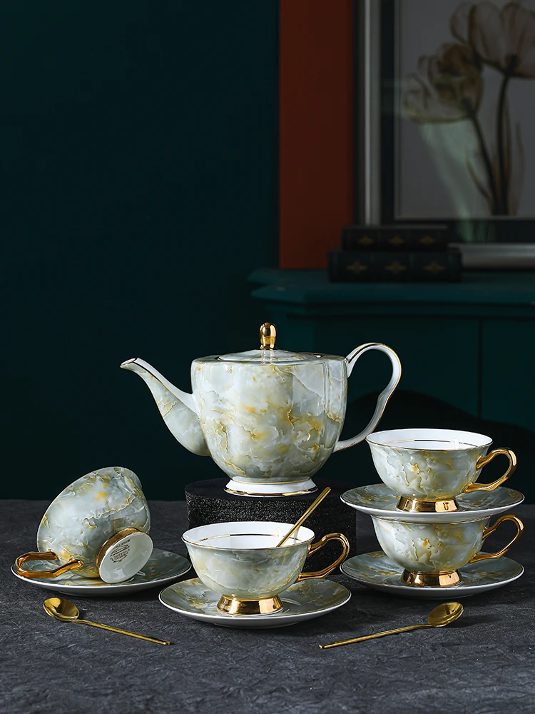

Bone china coffee cup high-end exquisite European French teapot high value light luxury British afternoon tea tea set