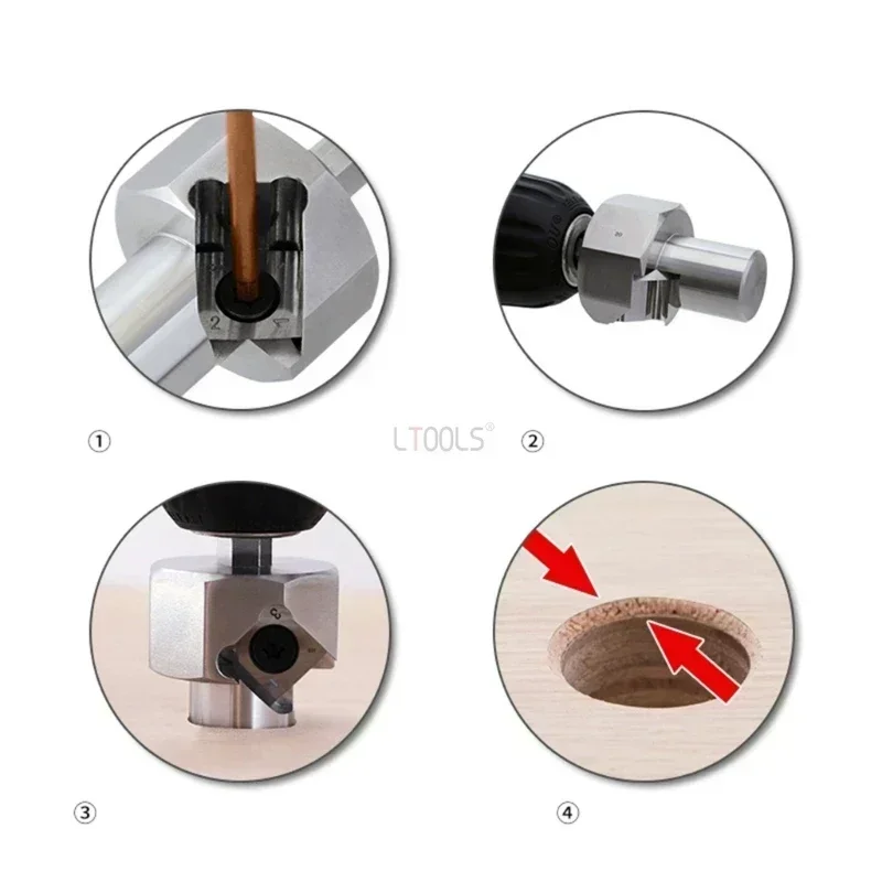 Dog Hole Chamfer Tool Set Stainless Steel Deburring Trimmer 20mm Drill Bit with T10 Alloy Blade for Dog Hole Shaping Trimming