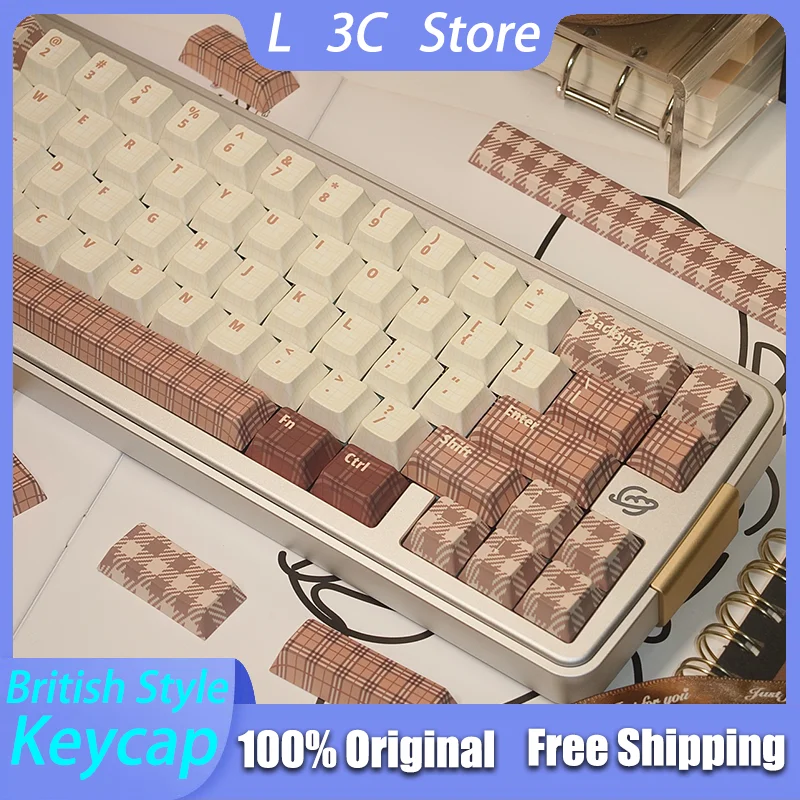 

British Style Check Customized Keyboard Key Caps Simple Ins Antique Style Cherry Height PBT Thermal Dye Sublimation Keycap DIY