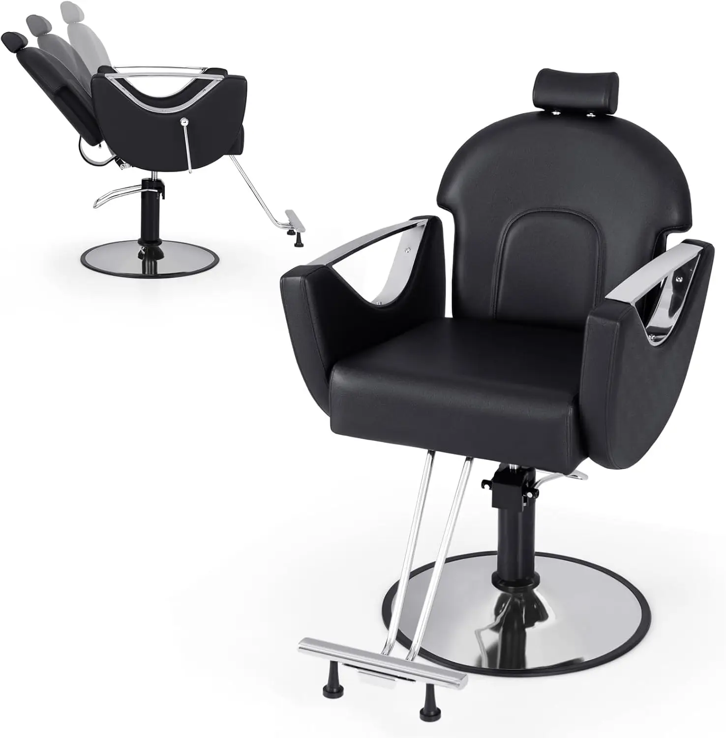 Salon Styling Chair with 360 Swivel, Adjustable Height and Headrest, Black