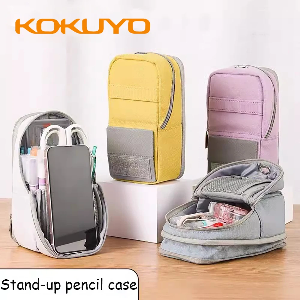 Japan KOKUYO MAG CRITZ Can Stand Up Mobile Phone Pen Case Large Capacity Multi-function Pen Holder Two-in-one Stationery Box