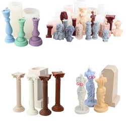 Venus Goddess Body Art Statuary Candle Mould Roman Column Silicone Mold DIY Form for Resin Portrait Decorate Aromatherapy Soap