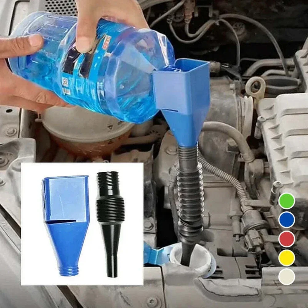 Funil de reabastecimento de carro flexível com filtro, Funil de óleo multifuncional, ABS Universal Draining Tool, Snap Funil Equipamento de reabastecimento de automóveis funil de carro