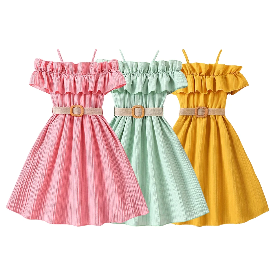 

Stylish Girls Summer Suspender Dress Floral Lace and Ruffle Celebration Activities Party Girls Dresses Girls Casual Dresses