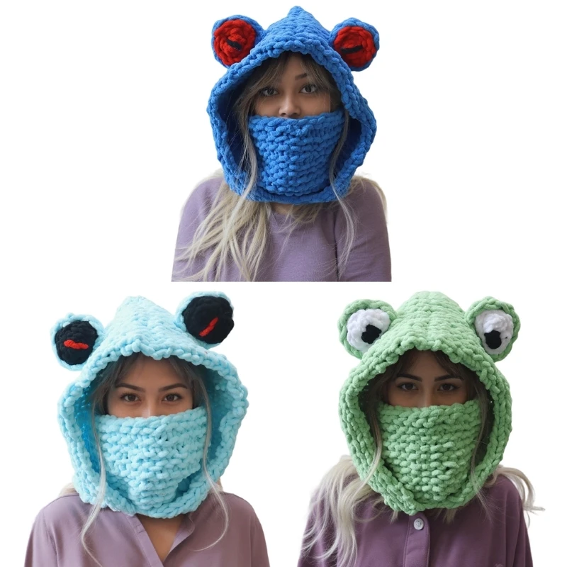 X7XB Toads Face Mask Hat Unisex Winter Warm Knit Hat For Outdoor Activities Skiing Snowboarding Windproof Soft Breathable