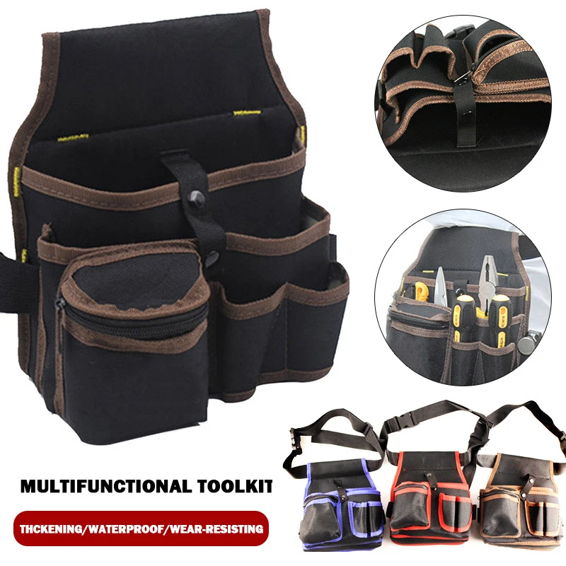 Bolsa de almacenamiento de herramientas multifuncional, cinturón, kit de herramientas de electricista, bolsa de cintura para taladro, llave, destornillador, Hardware, organizador de bolsas de herramientas