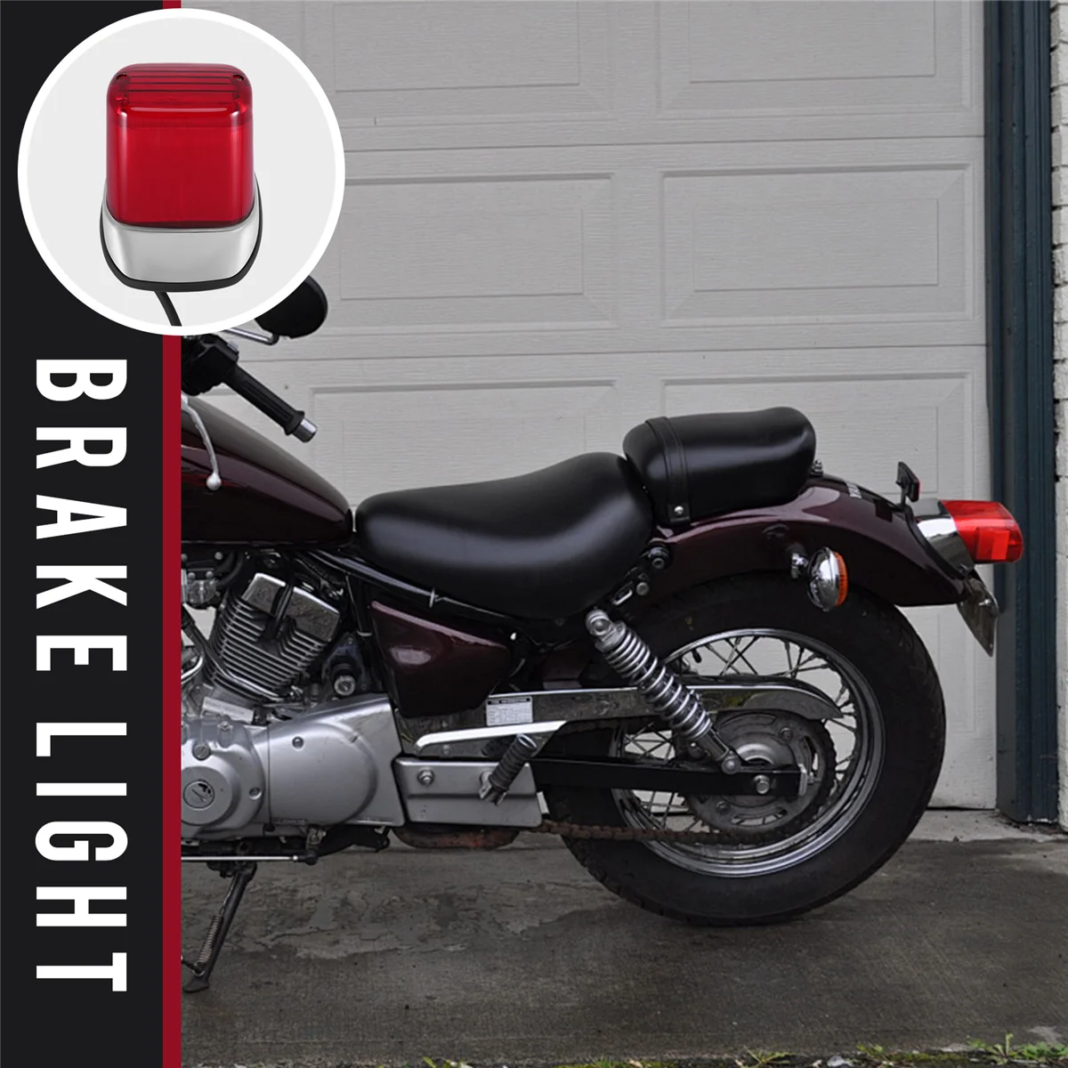 

ABQA-Motorcycle Tail Brake Light ABS Red Motorbike Rear Indicator Stop Lamp for Yamaha Virago XV250 XV400
