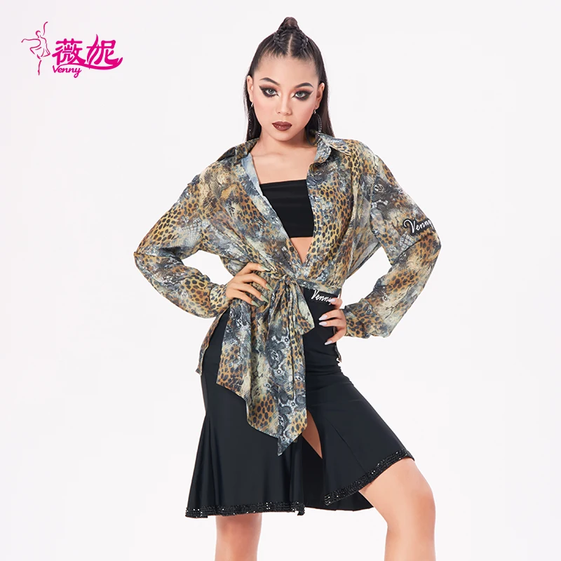 

Vennystyle Latin Dance Dress 3-Piece Set for Women, Practice Outfit with Shirt Crop Top & Mini Skirt ballroom dance costume