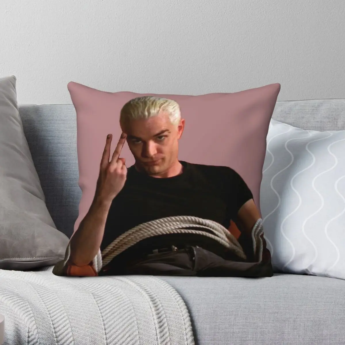 Spike Buffy Tied Up Pillowcase Polyester Linen Velvet Printed Zip Decor Room Cushion Cover 18