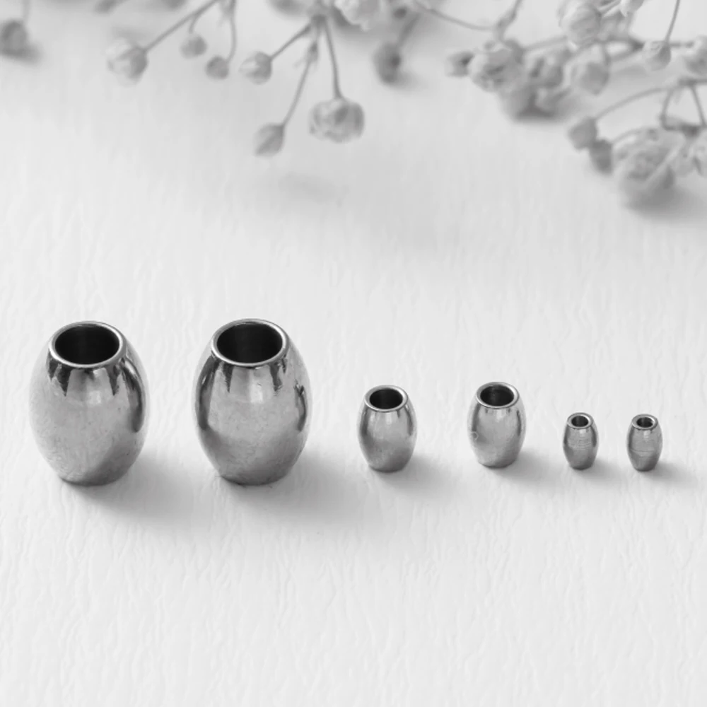 20 قطعة ثقب كبير الفولاذ المقاوم للصدأ برميل خزر عازل مصقول المعادن البيضاوي سحر فضفاض صالح الأوروبي سلسلة سوار صنع المجوهرات #5